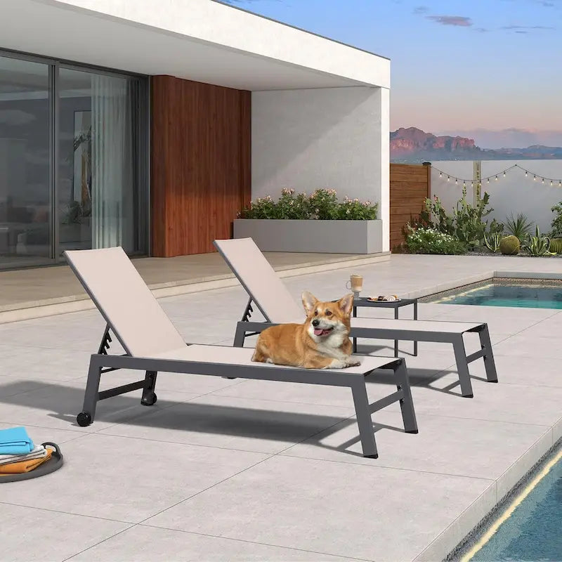 PURPLE LEAF Ensemble de 2 chaises longues de jardin, transats d'extérieur avec cadre en aluminium