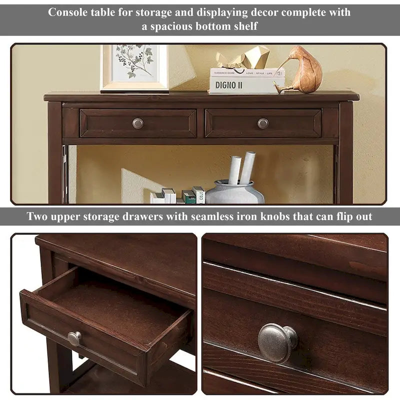 Console avec 4 tiroirs et une étagère de rangement