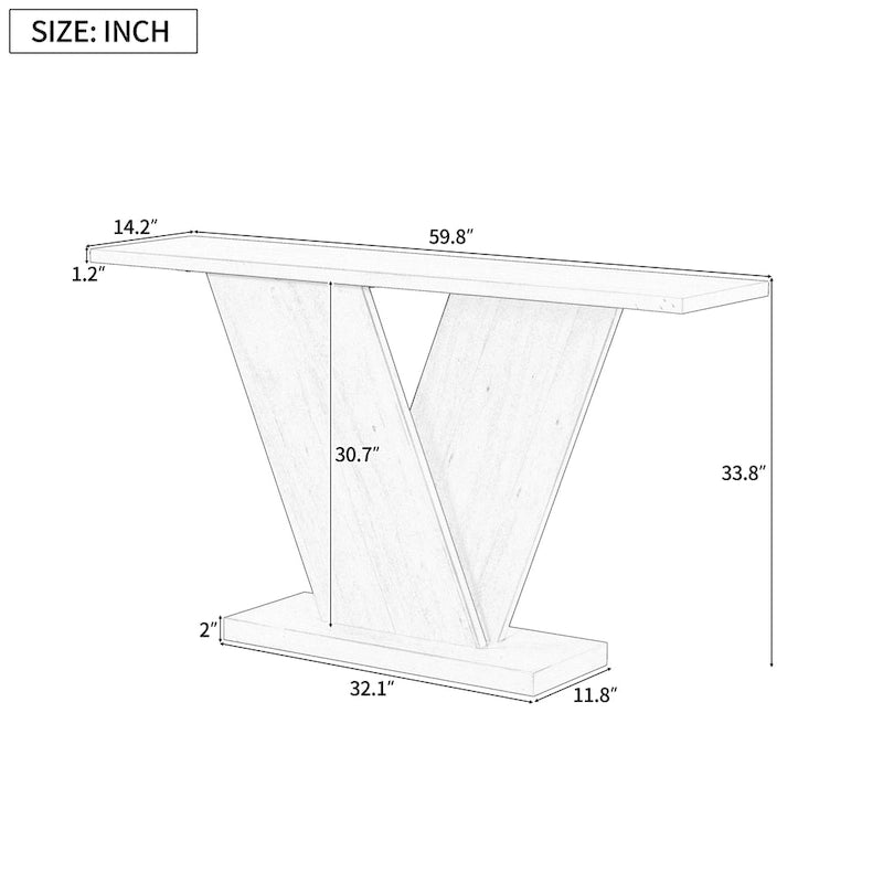 Mirod Console Table with Natural Wood Veneer and V-Base