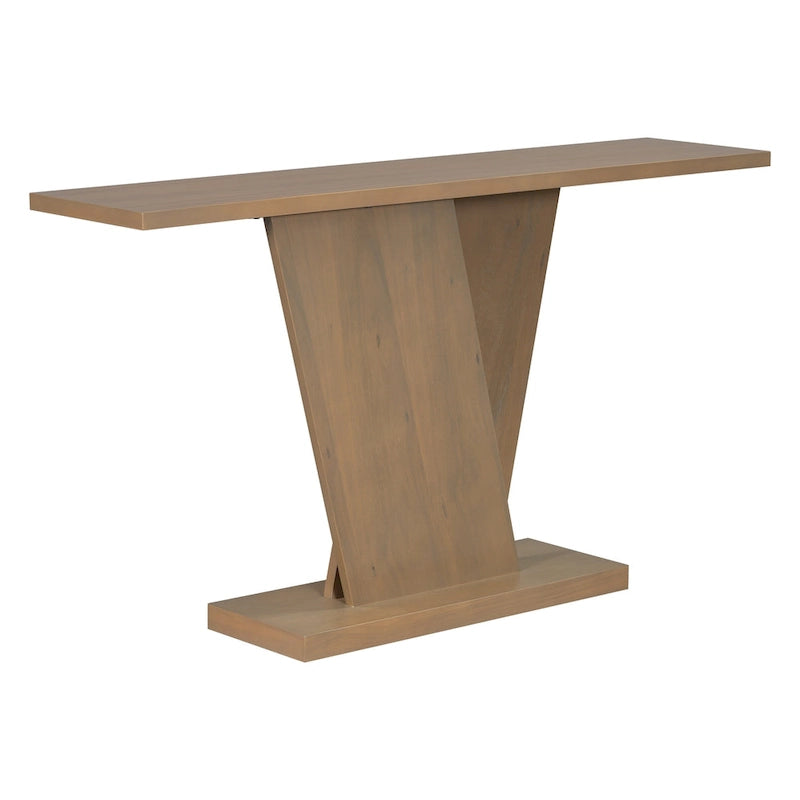 Mirod Console Table with Natural Wood Veneer and V-Base