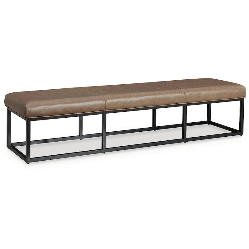 Brown/Black Leather Accent Bench - 70.87"W x 18.87"D x 15.75"H