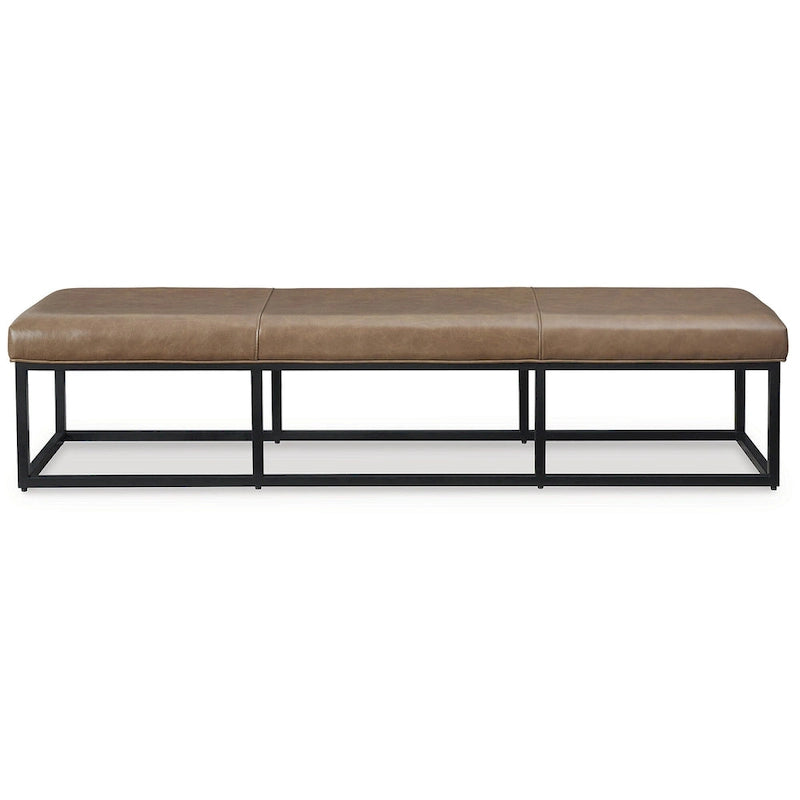 Brown/Black Leather Accent Bench - 70.87"W x 18.87"D x 15.75"H