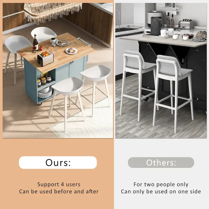 Rolling Kitchen Island w/ Foldable Counter Top,Towel Rack and Drawer
