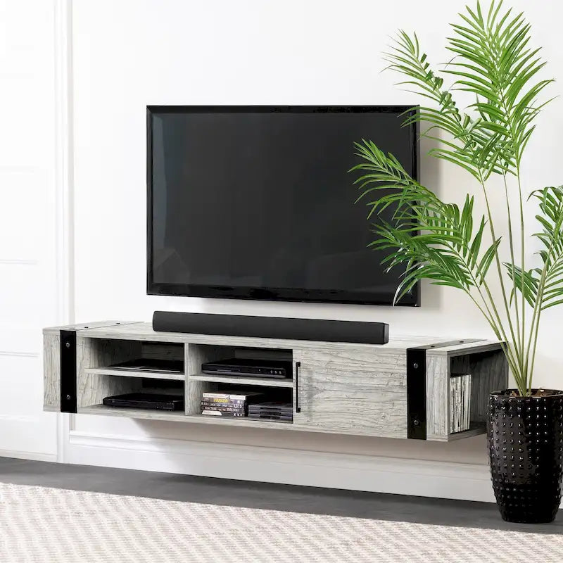 68-Inch Wall Mounted Media Console - Industrial Style