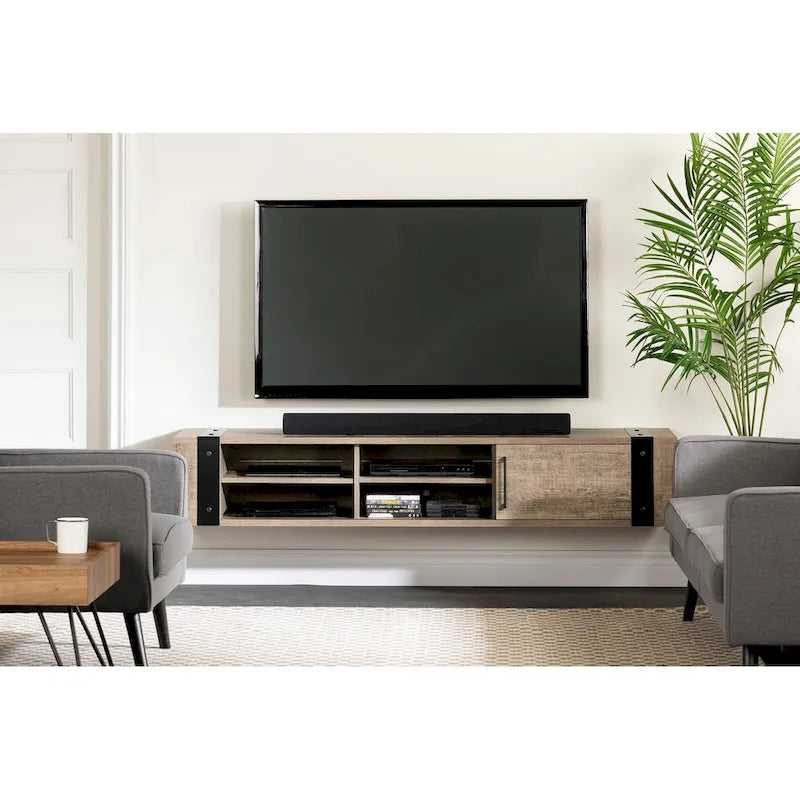 68-Inch Wall Mounted Media Console - Industrial Style