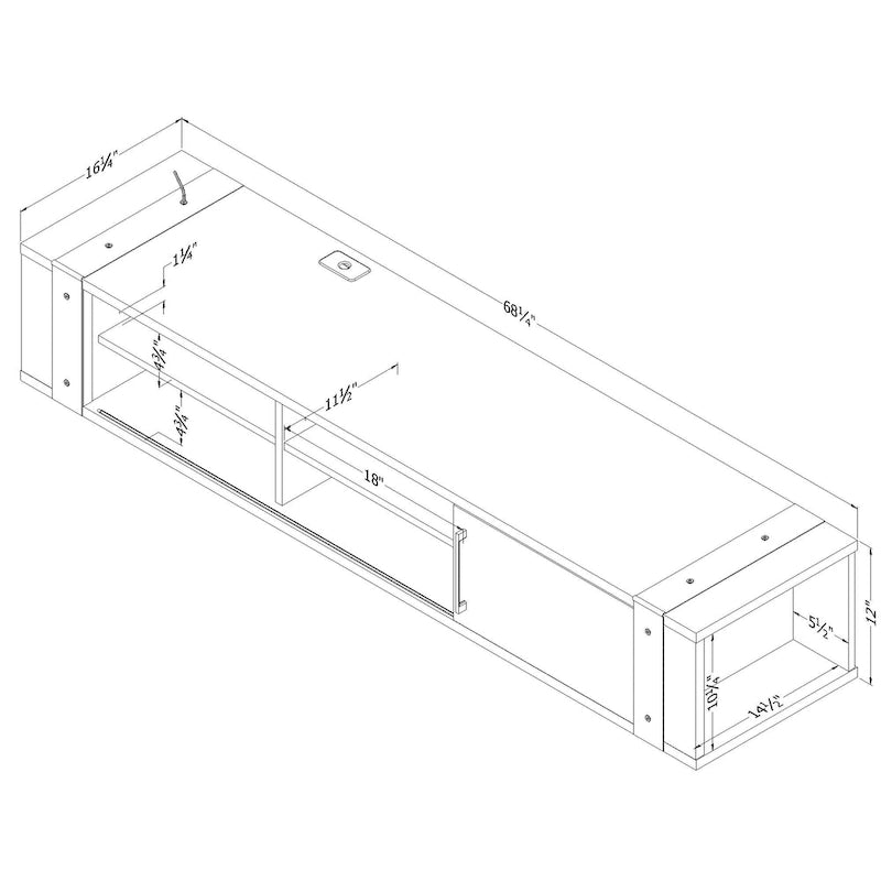 68-Inch Wall Mounted Media Console - Industrial Style
