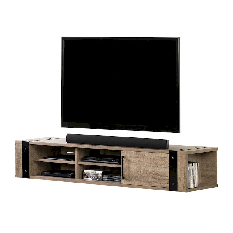 68-Inch Wall Mounted Media Console - Industrial Style