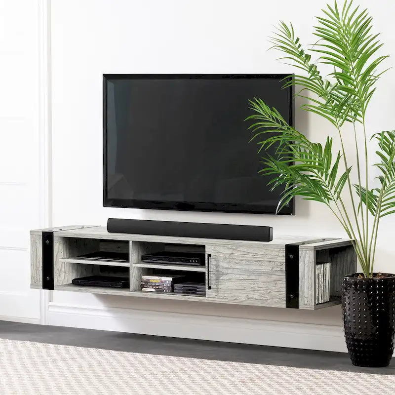 68-Inch Wall Mounted Media Console - Industrial Style