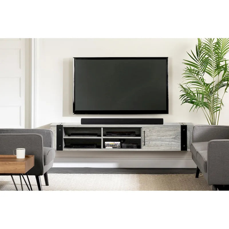 68-Inch Wall Mounted Media Console - Industrial Style
