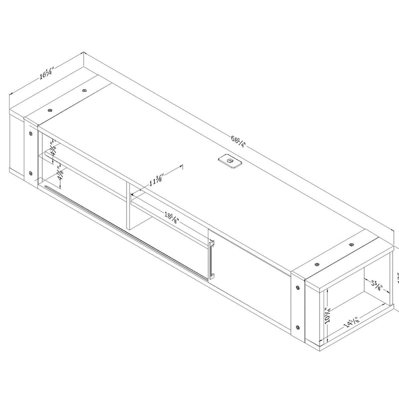 68-Inch Wall Mounted Media Console - Industrial Style