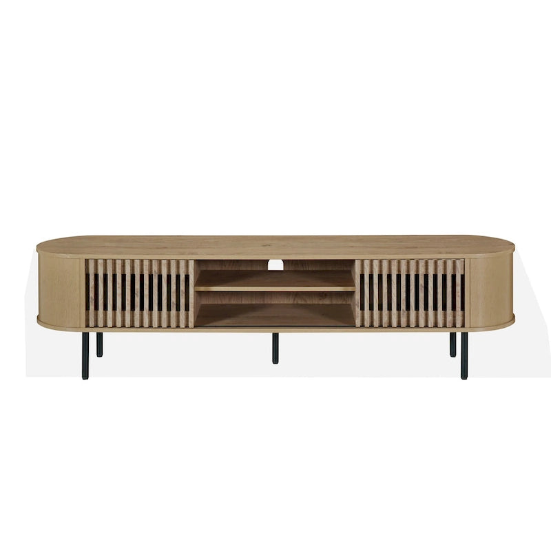 71-Inch TV Stand Media Console with Tambour Sliding Doors
