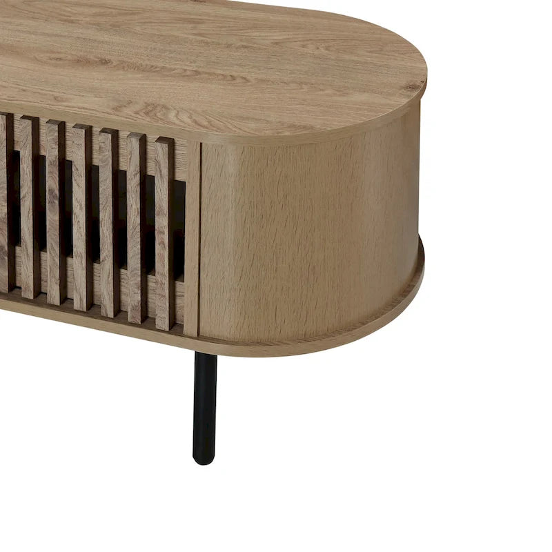 71-Inch TV Stand Media Console with Tambour Sliding Doors