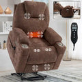 Chenille Power Lift Recliner with 8-Point Massage, Lumbar Heat and USB Ports