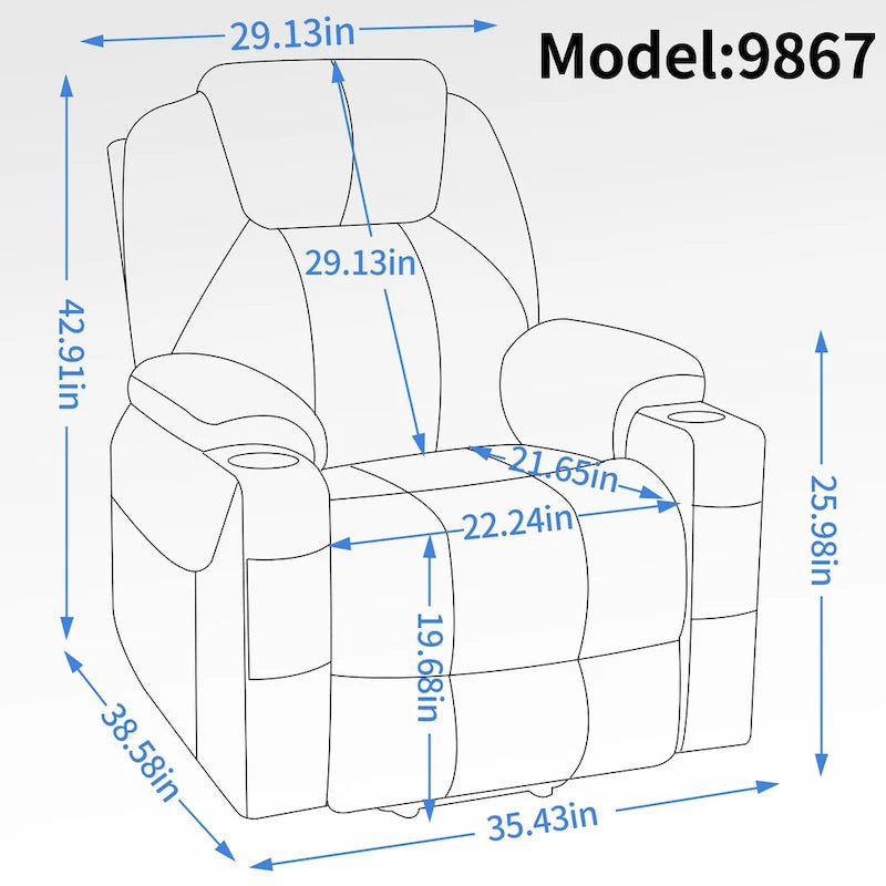 Chenille Power Lift Recliner with 8-Point Massage, Lumbar Heat and USB Ports