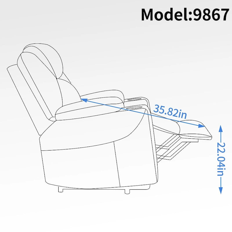 Chenille Power Lift Recliner with 8-Point Massage, Lumbar Heat and USB Ports