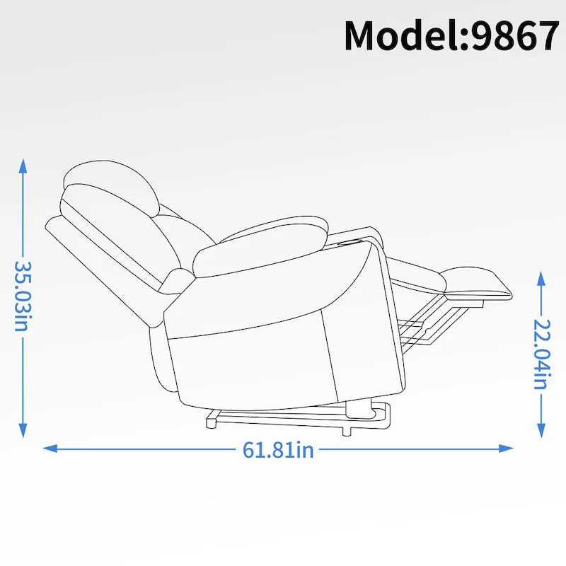 Chenille Power Lift Recliner with 8-Point Massage, Lumbar Heat and USB Ports