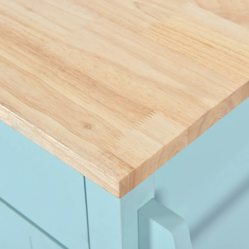 Wood Folding Kitchen Island on Wheels with Adjustable Shelf Storage Cabinet and 2 Drawers, Concealed Sliding Barn Door