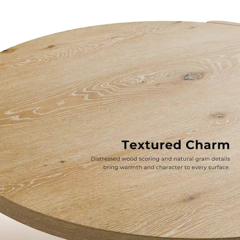 Minst Modern Oak Wood Round Coffee Table