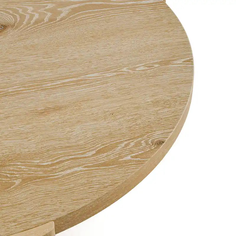 Minst Modern Oak Wood Round Coffee Table