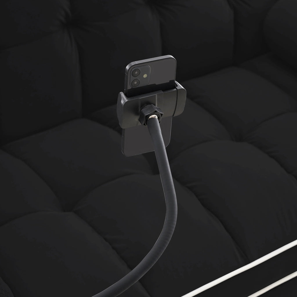 Canapé convertible 2 places en velours 55 avec lit gigogne, dossier inclinable, poches latérales et support de téléphone