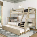 Lit superposé Max & Lily une place au-dessus d'un lit double avec lit gigogne, lits superposés pour enfants en bois massif de style scandinave