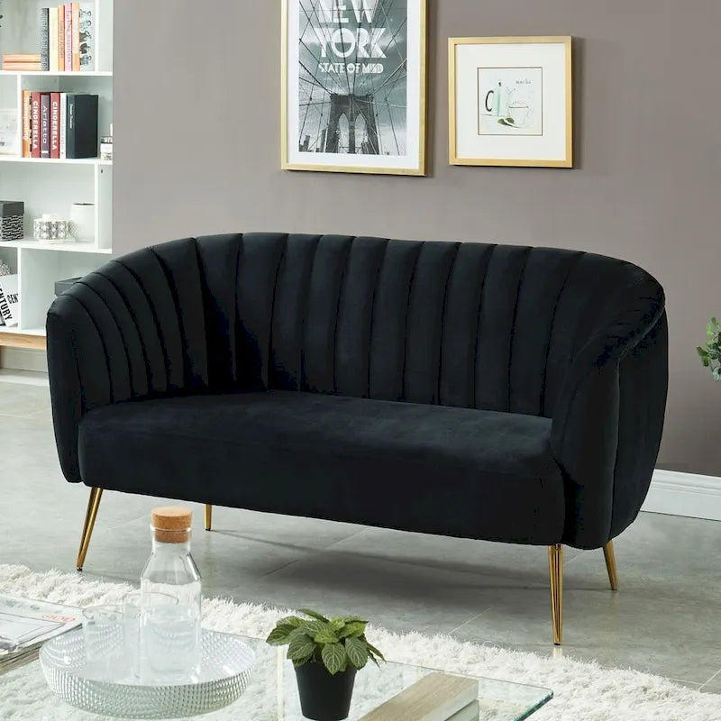 Canapé deux places capitonné en microfibre de velours contemporain Albany par Silver Orchid