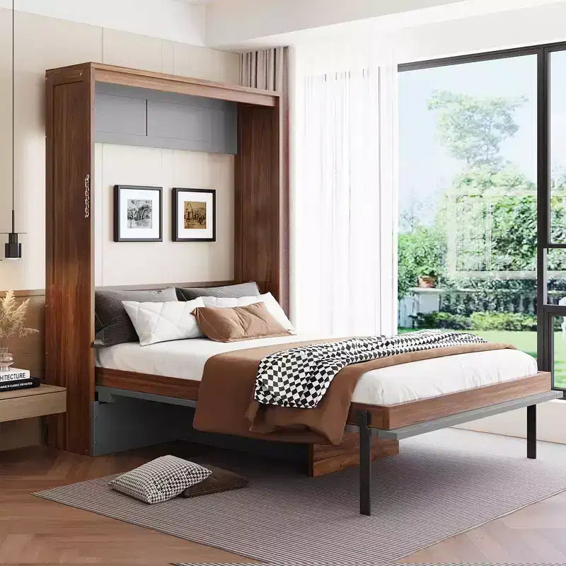 Lit escamotable pleine grandeur, lit mural en bois pleine armoire avec bureau pliable, lit mural pliant pour chambre d'amis/bureau