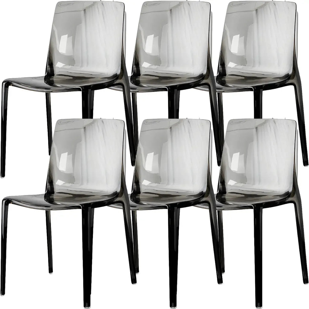 Chaise de salle à manger sans accoudoirs à dossier bas en acrylique ambre