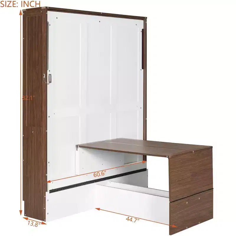 Lit escamotable pleine grandeur, lit mural en bois pleine armoire avec bureau pliable, lit mural pliant pour chambre d'amis/bureau