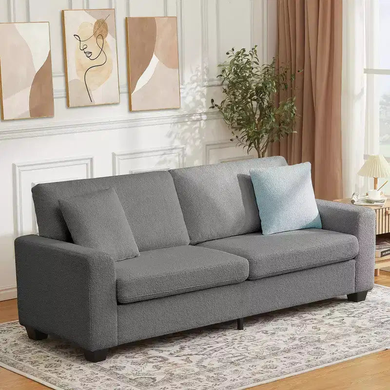 Canapé moderne 3 places de 83 po avec assise profonde, tissu doux, accoudoirs larges, housse de coussin amovible et lavable