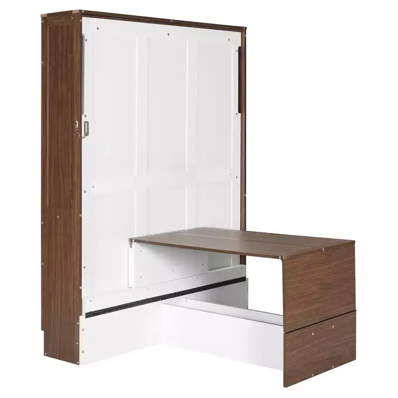Lit escamotable pleine grandeur, lit mural en bois pleine armoire avec bureau pliable, lit mural pliant pour chambre d'amis/bureau
