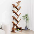Étagère bibliothèque à 8 niveaux en forme d'arbre, style rustique, avec étagères ouvertes, idéale pour les salons, les chambres et les bureaux