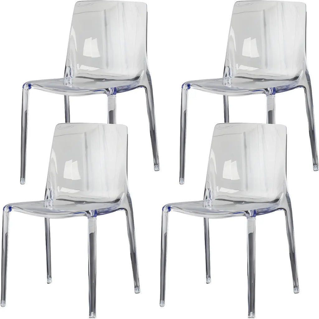 Chaise de salle à manger sans accoudoirs à dossier bas en acrylique ambre