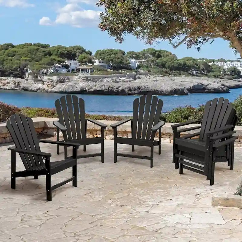 Chaise Adirondack empilable Vrakae de 6 pièces en PEHD résistant aux intempéries pour patio