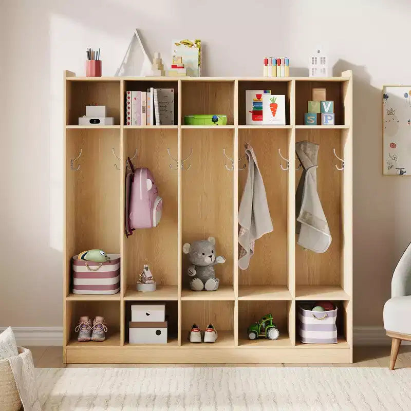 Vestiaire de classe 5 sections avec 10 casiers, organisateur de rangement avec 10 crochets pour la maison, l'école, la crèche, la maternelle