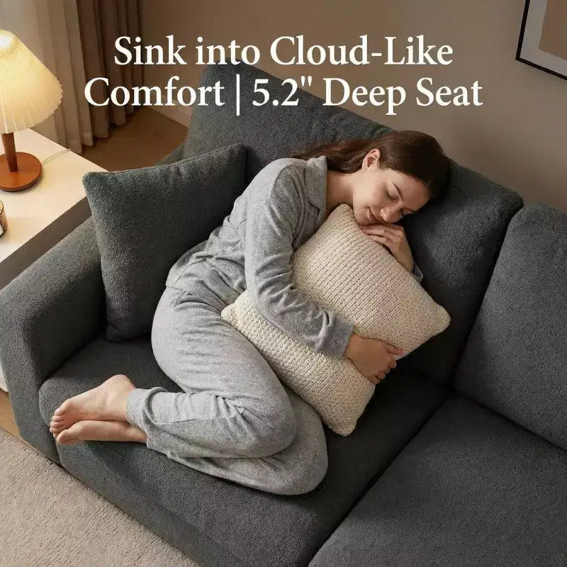 Canapé moderne 3 places de 83 po avec assise profonde, tissu doux, accoudoirs larges, housse de coussin amovible et lavable