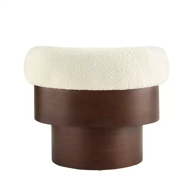 Fauteuil tonneau pivotant à 360° Whisen avec design sculptural en bois cintré, structure en bois massif, 32 po de largeur, polyvalent pour le salon et la chambre à coucher