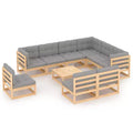 vidaXL Ensemble de Mobilier de Jardin 10 Pièces Canapé d'Angle d'Extérieur en Bois de Pin Massif