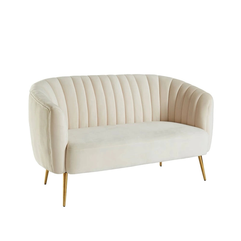 Canapé deux places capitonné en microfibre de velours contemporain Albany par Silver Orchid