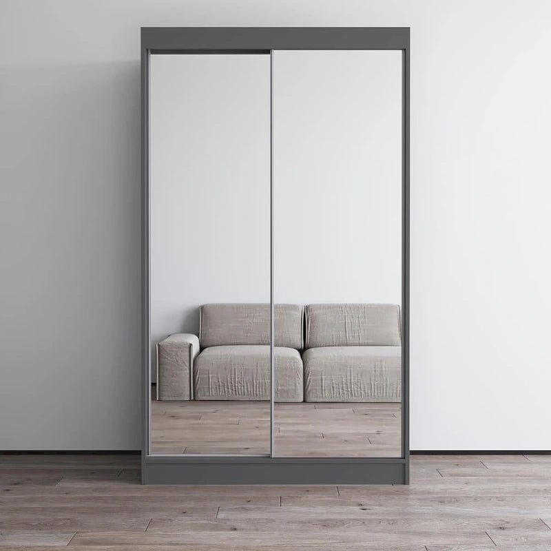 Armoire-penderie à 2 portes miroir avec finition brillante | 120 ou 150 cm de largeur