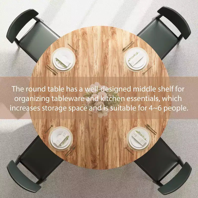 Table de salle à manger ronde de 47 po pour 4 personnes, table ronde à pied central pour cuisine et salle à manger, meuble de cuisine et de salle à manger en bois peu encombrant
