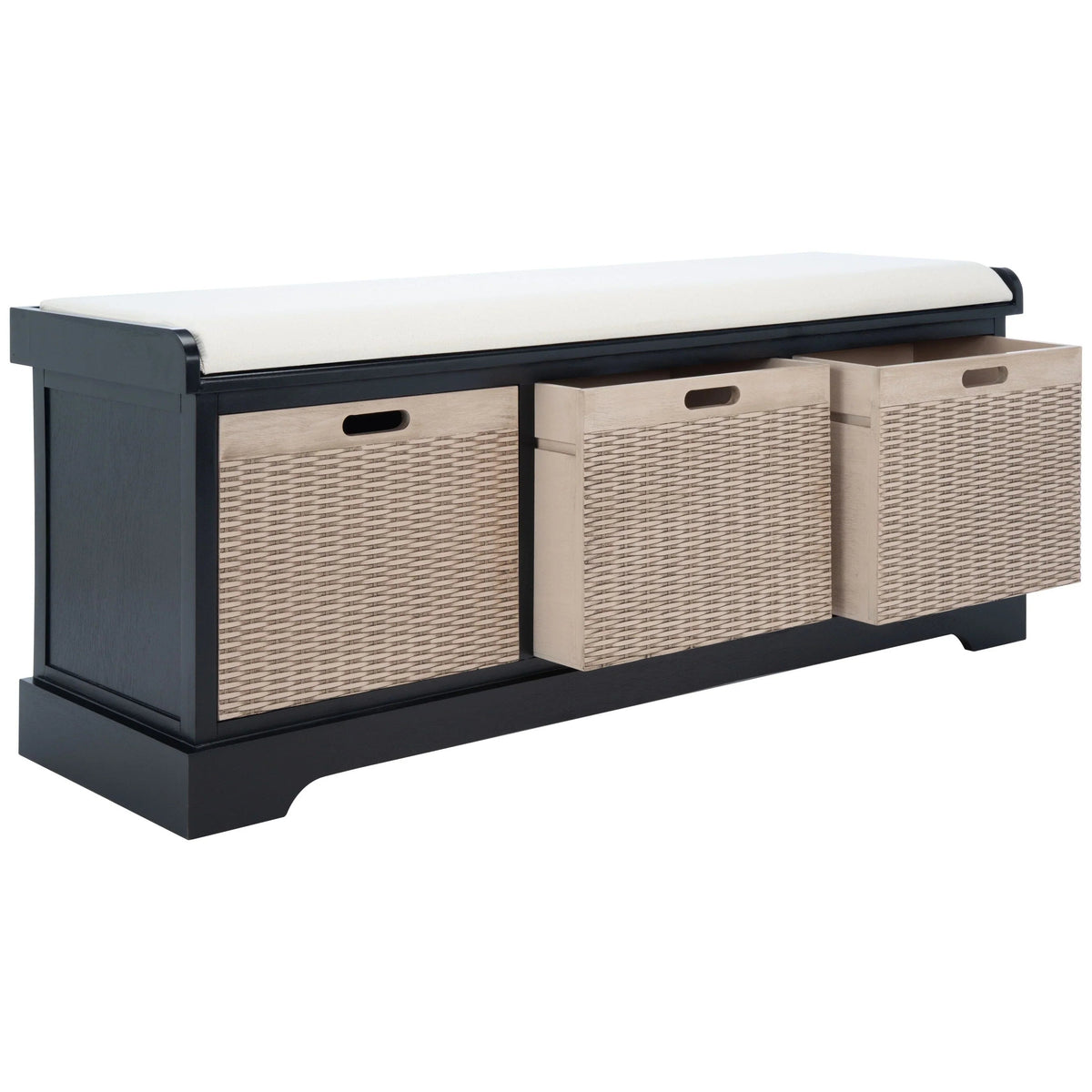 Banc de rangement SAFAVIEH Fiorello avec coussin et 3 tiroirs - 47,3 L x 15 P x 19 H - 47 L x 15 P x 19 H