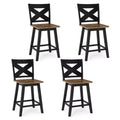 Lot de 4 tabourets de bar pivotants Costway 24" avec dossier, large assise et repose-pieds pour îlot de cuisine