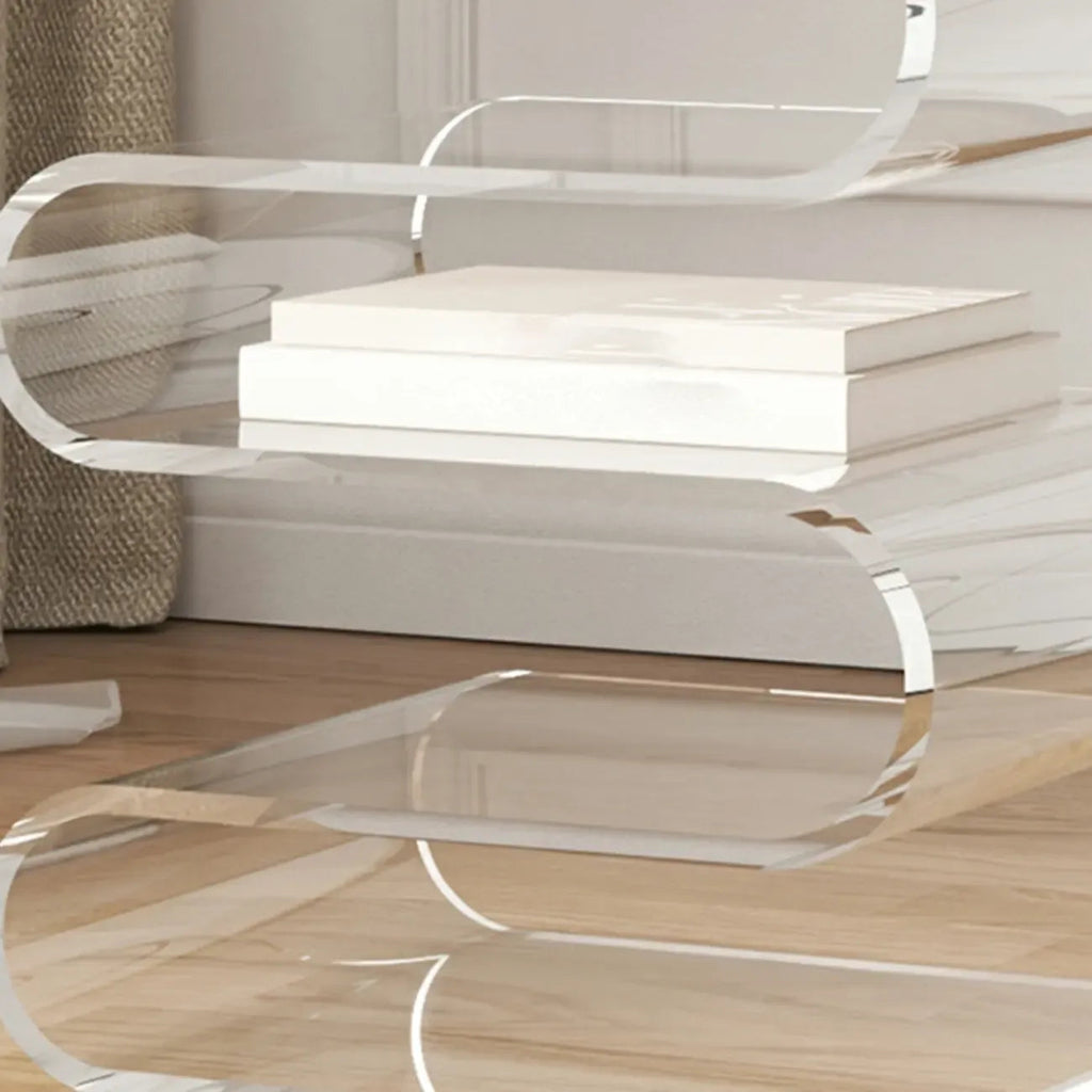 Table d'appoint contemporaine en acrylique en forme de S avec rangement