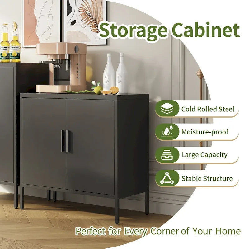 Armoire de rangement métallique avec 2 portes et 2 étagères réglables, armoire de rangement de garage verrouillable en acier, armoire de classement en métal