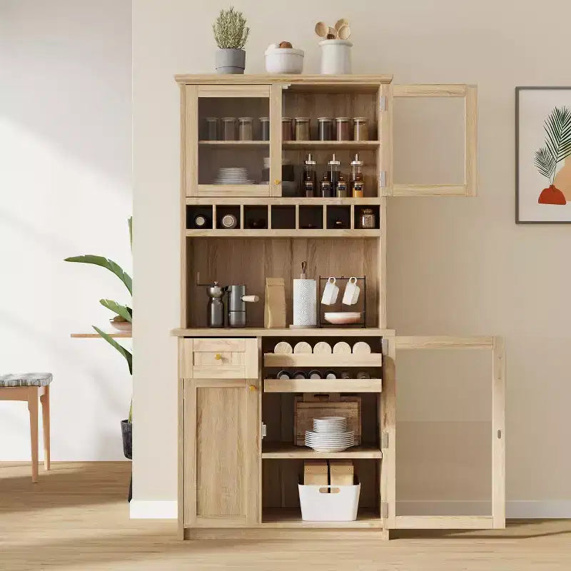 Armoire de cuisine haute (75 po) avec portes vitrées
