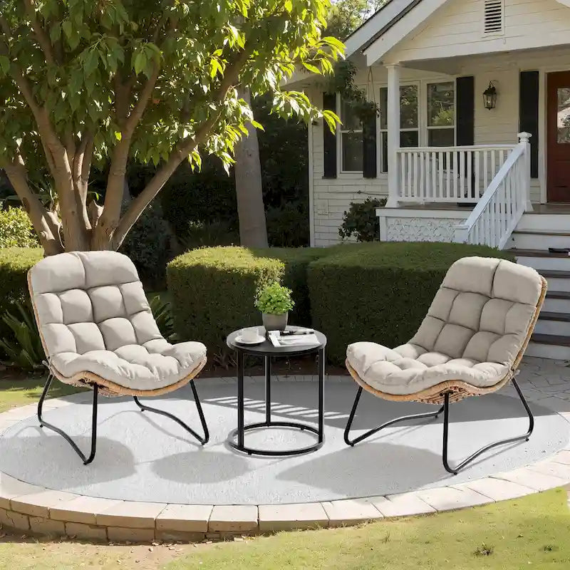 Fauteuil Papasan en rotin PE avec coussin pour intérieur et extérieur