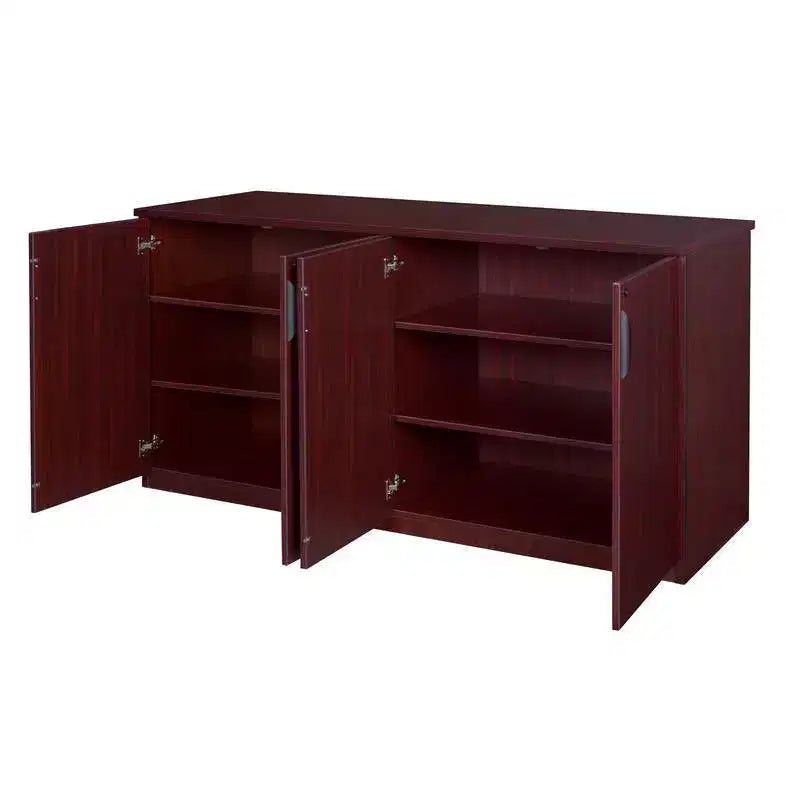 Buffet de rangement de bureau Regency 72 Legacy, acajou : structure en bois, 4 portes, support pour imprimante à 4 étagères