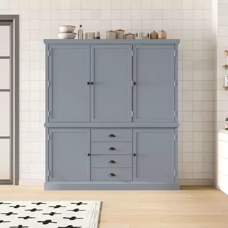 Garde-manger de cuisine autoportant Whisen 73 avec tiroirs et étagères réglables pour le rangement et l'organisation dans la salle à manger ou la cuisine