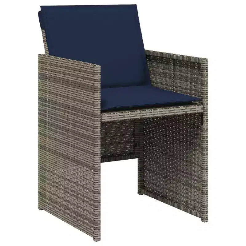 vidaXL Ensemble de salle à manger d'extérieur avec coussins, table et chaises de jardin, résine tressée gris